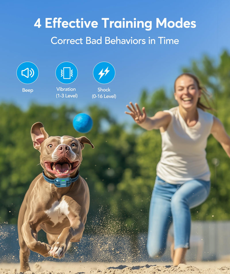 Jugbow Dog Training Collar with Remote, 4200FT Rechargeable E Collar for Small Medium Large Dogs 5-120lbs, IPX8 Waterproof Electric Collar with 4 Training Modes, Security Lock Blue - PawsPlanet Australia