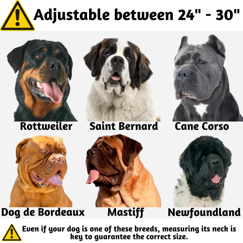 ADITYNA Heavy Duty Dog Collar for Extra-Large Dogs - Reflective Black XL Collar with Handle for Training, and Walking - Wide, Thick, Tactical, Soft Neoprene Padded Extra-Large: Fit 24-30" Neck