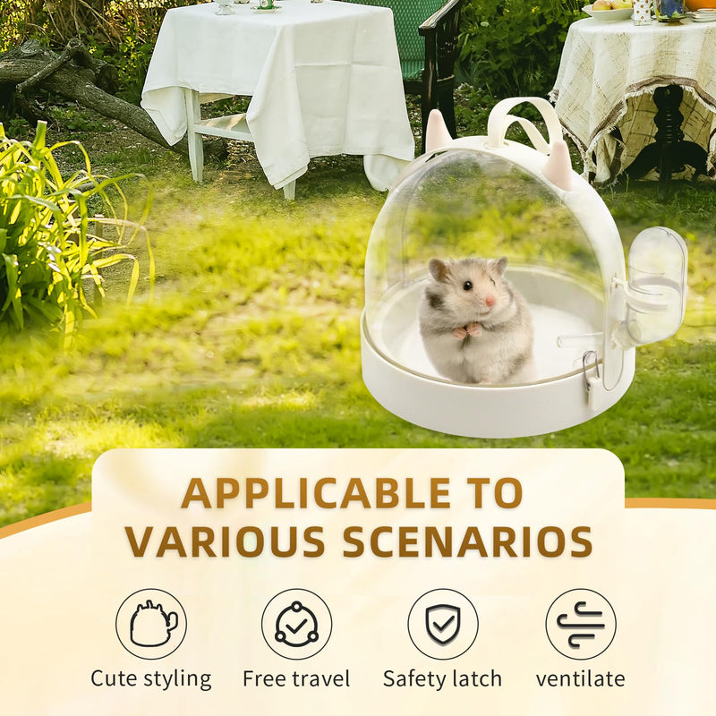 Small Animal Carrier Cage with Water Bottle, Portable Hamster Travel Carrier Carry Case 7.2" L*7.2 W *6.2" H for Small Pets, Birds,Sugar Glider,Hedgehog, Mice, Dwarf Hamster (White Angel) White Angel - PawsPlanet Australia