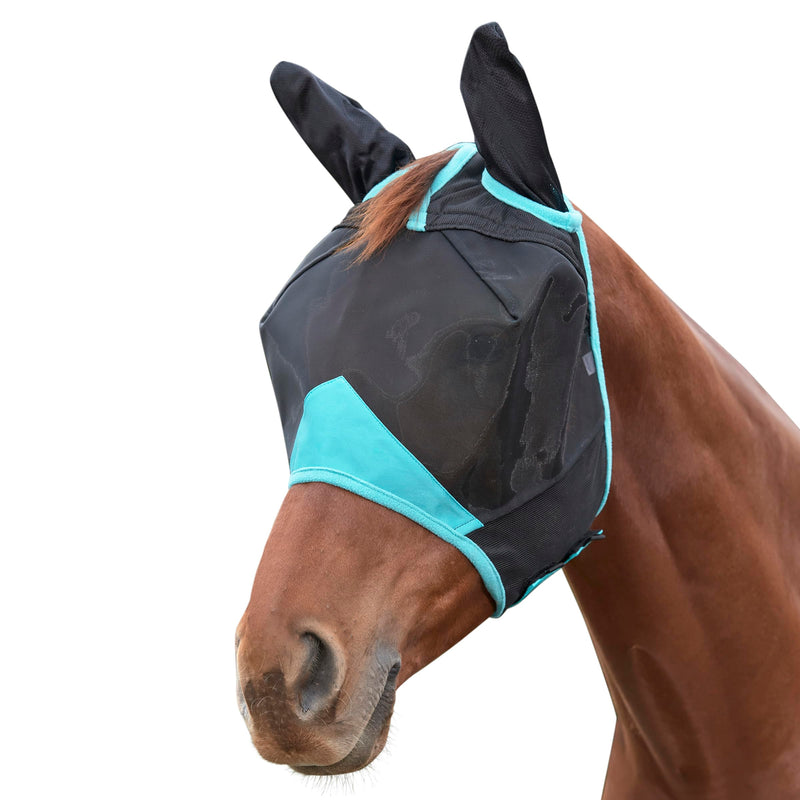 WeatherBeeta ComFiTec Deluxe Fine Mesh Mask with Ears, Black/Turquoise, Full