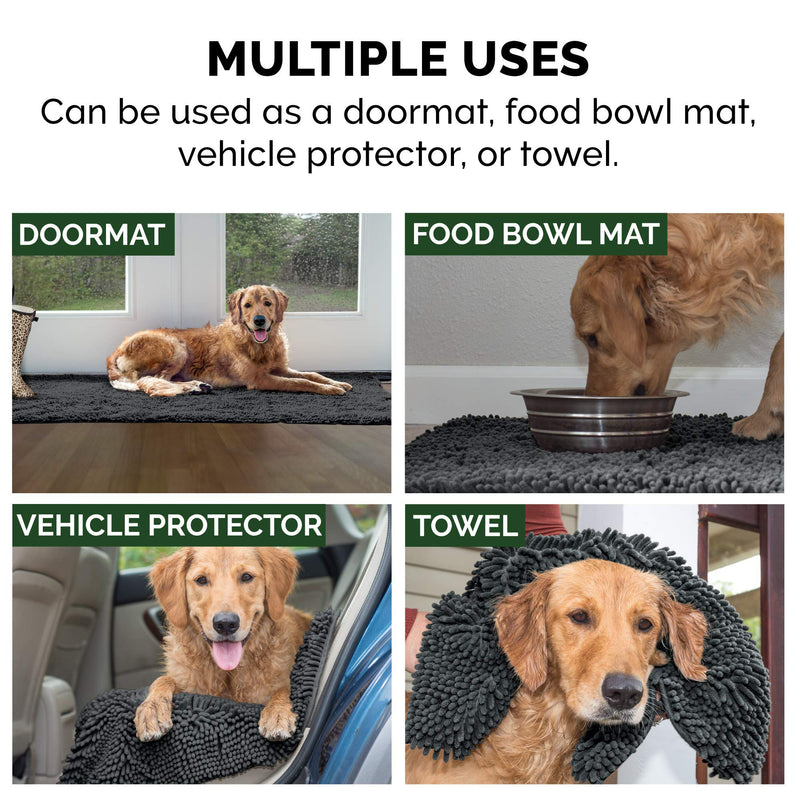 Furhaven 36" x 26" Highly Absorbent Dog Door Mat for Muddy Paws, 100% Washable, Perfect for Entryway, Kitchen, & Bathroom Use - Chenille Shammy Rug - Charcoal (Gray), Large - PawsPlanet Australia
