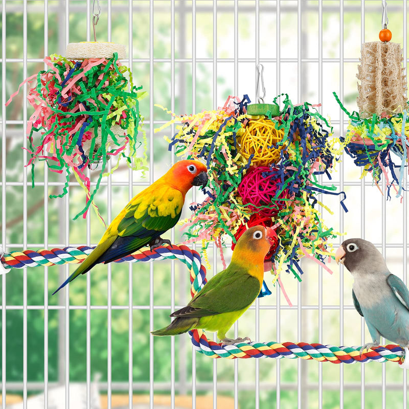 Foraging Toys Parakeet Chewing Hanging Toy Shredded Paper Bird Cage Accessories for Conure Cockatiel Budgies Lovebird Parrotlet Without Rope Perch - PawsPlanet Australia