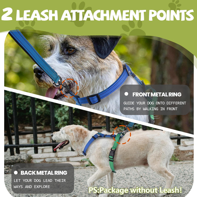 Roses&Poetry Dog Harness for Large Dogs, 6 Point Adjustable Fit No Pull Harness with Handle for Control and Easy Walking, Reflective Pet Halter Harnesses（Bluegreen-L） L BlueGreen（Harness Only Without Leash） - PawsPlanet Australia