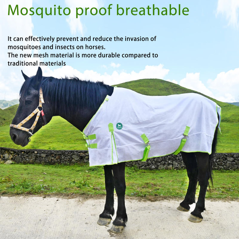 Comfy Mesh Horse Fly Sheet with Advanced UV & Insect Protection – Lightweight Summer Fly Rug for Equine（White 80in） white 80Inch-203cm
