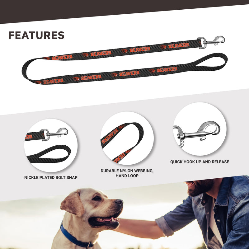 Dog Leash – Oregon State University Beavers Pet Leash, Made in the USA – 1 Inch Wide x 6 Feet Long, Beaver on Carbon Fiber 1 inch by 6 feet - PawsPlanet Australia