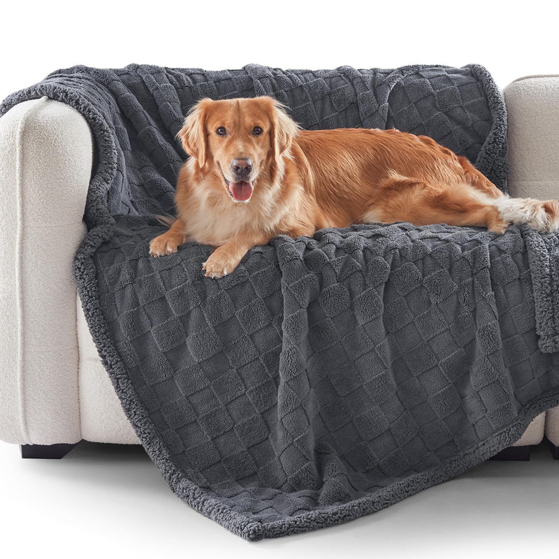 GASUR Waterproof Dog Blankets for Large Medium Dogs, Dog Blanket for Couch Bed, Fleece Pet Blanket for Furniture Sofa Protector, Soft Pet Throw Blankets for Crate Car Outdoor, Washable, 40"x50",Grey Grey L(40"x50") - PawsPlanet Australia