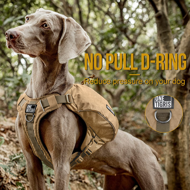OneTigris Y-Shaped Dog Backpack No Pull CAMLUS Dog Saddle Bag with D-Rings, Lightweight Dog Pack Hiking Gear for Dogs Hunting Camping Travel L Brown - PawsPlanet Australia