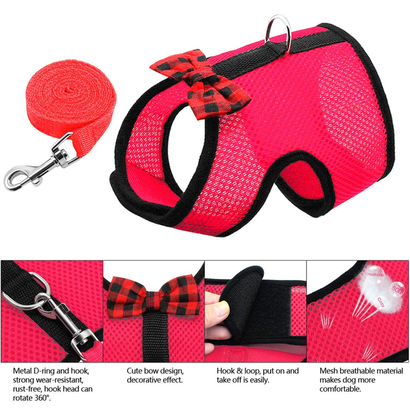 Rypet Small Animal Harness and Leash - Soft Mesh Pet Harness with Safe Bell, No Pull Comfort Padded Vest for Small Pet Red Small (Pack of 1) - PawsPlanet Australia