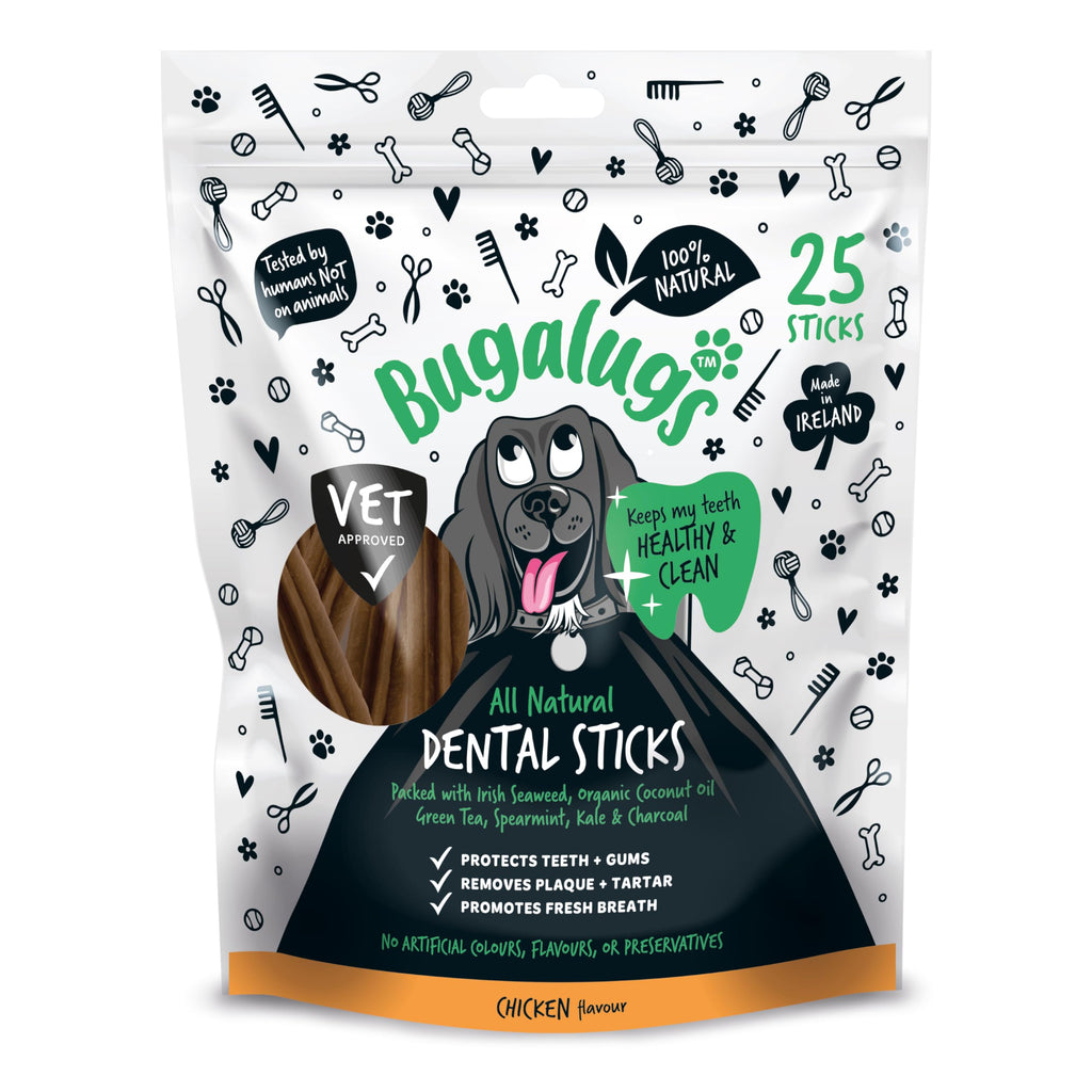 Bugalugs Dental Sticks Dogs - 100% Natural Dog treats & Dog Chews for Dog Teeth Cleaning, Dog Plaque Remover & Dog Breath Freshener - Dog dental sticks are Grain Free Dog Treats 20 g (Pack of 25)