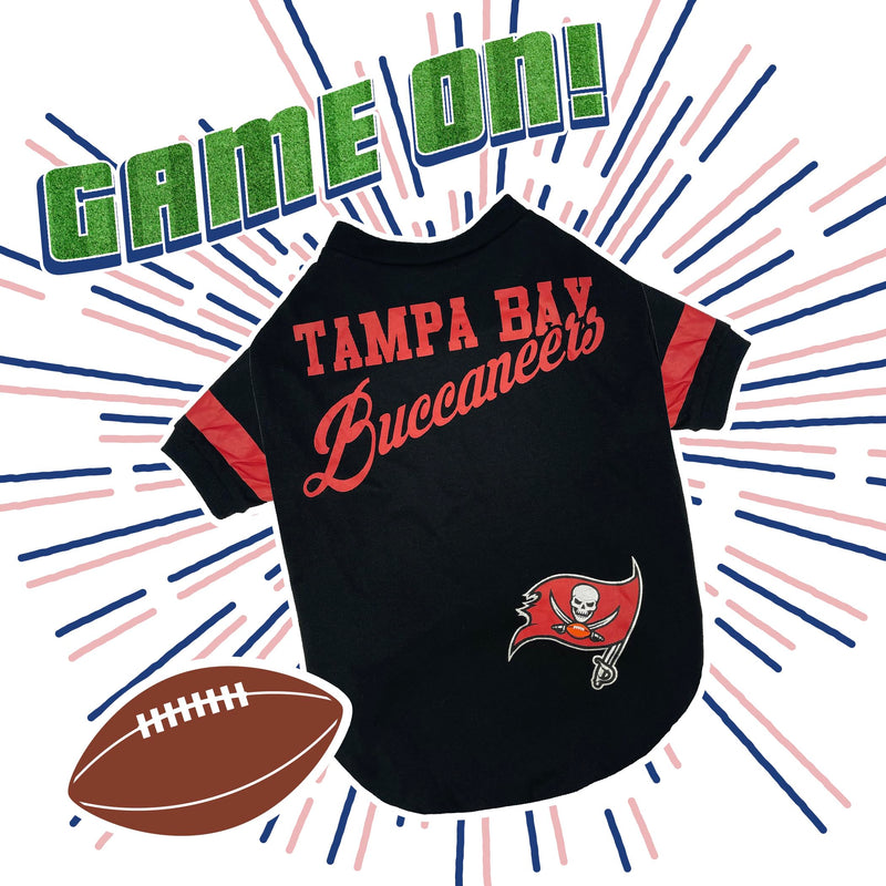 NFL Tampa Bay Buccaneers T-Shirt for Dogs & Cats, Small. Football Dog Shirt for NFL Team Fans. New & Updated Fashionable Stripe Design, Durable & Cute Sports PET TEE Shirt Outfit - PawsPlanet Australia