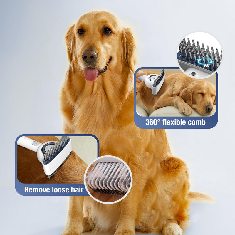 Dog brush for shedding & Cat Grooming Comb kit– Pet Steam brush with UV Sterilization, Rechargeable - Suitable for long-haired or curly-haired pets. Removes tangled hair - PawsPlanet Australia