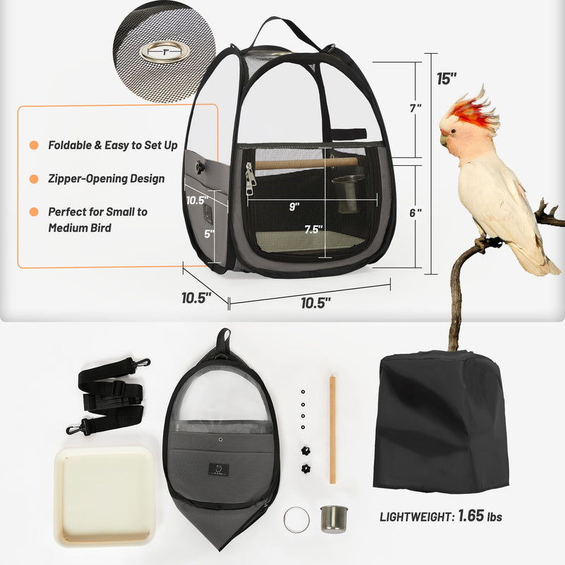 A4Pet Bird Carrier for Travel - Small Bird Travel Cage, Bird Bag with Stand, Tray and Feeding Cup, Portable and Lightweight for Small Animal Carrier - PawsPlanet Australia