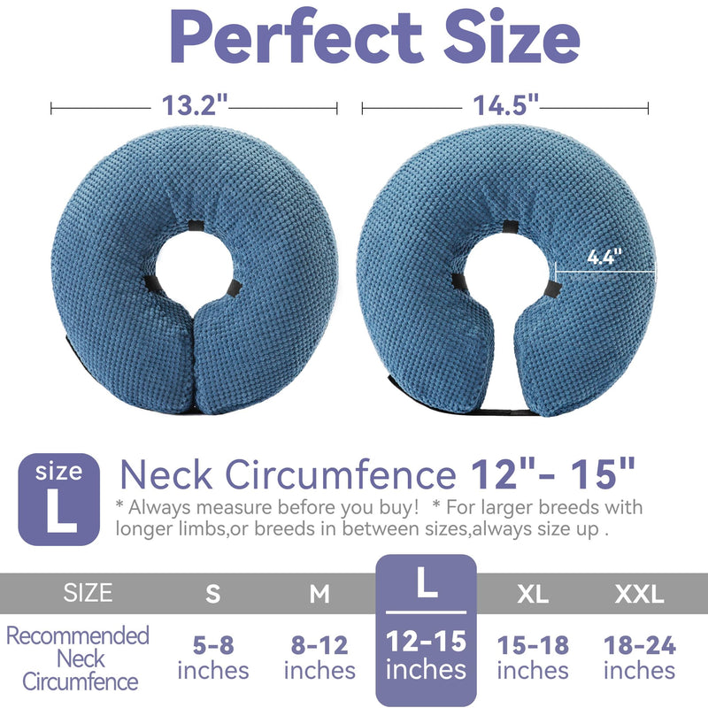 Inflatable Dog Cone Collar - Dog Neck Donut Cone Collar Alternative After Surgery - Soft Cone for Large Medium Small Dogs Cats - Alternative Recovery E Collar (Blue, L) Large [Neck:12"-15"] - PawsPlanet Australia