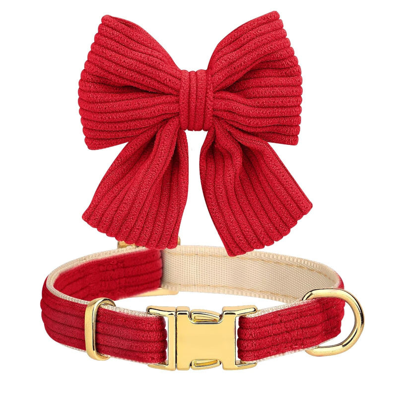Didog Cute Small Dog Harness Collar and Leash Set with Bowtie, Breathable Soft Mesh Padded Puppy Harness, Christmas Dog Harness for for Parties, Holiday Gatherings & Gifts, Red, M M: Chest 15.7-20.8" - PawsPlanet Australia