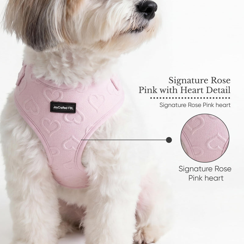 No Pull Dog Harness | Lightweight Breathable Neoprene Harness, Cute Heart Pattern, Adjustable Step-In Vest with Secure Back D-Ring, Soft Padded, For XXS-L Small Dogs – Harness Only Pink Harness - Pink M-Medium - PawsPlanet Australia