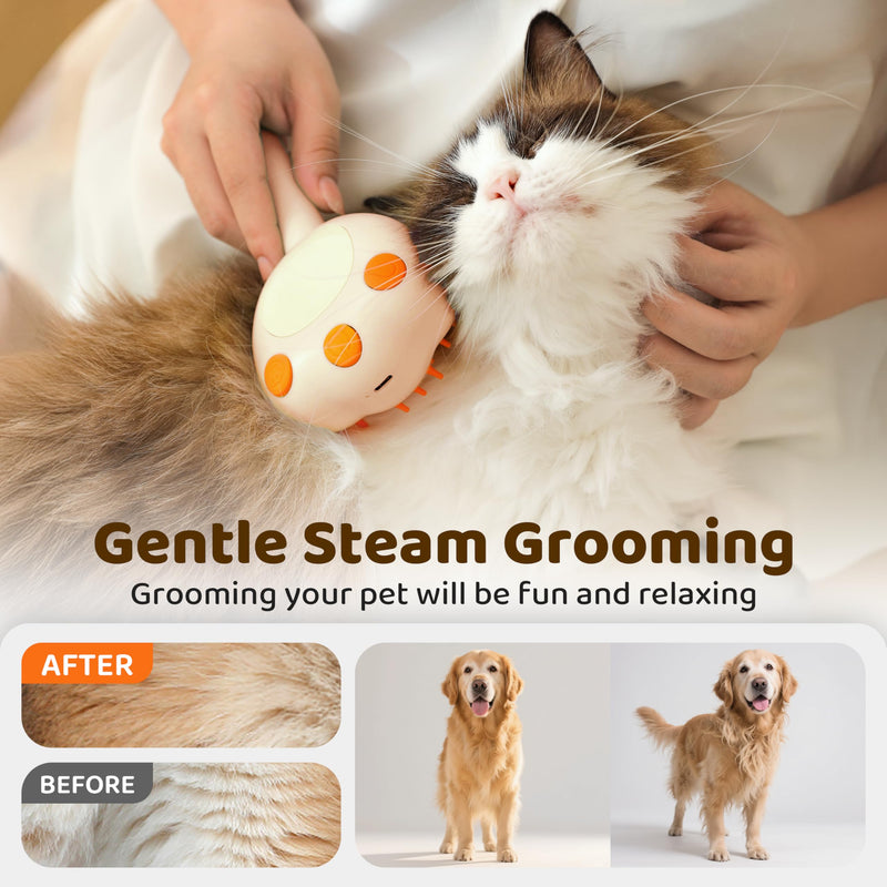 Steam Cat Brush, 6-in-1 Dog Brush Spritz Defur Comb, Steamy Skin Friendly Deshedding Grooming Tool, Suitable for Shedding & Haired Pets, Pet Supplies Accessories,Yellow Yellow, Shampoo - PawsPlanet Australia