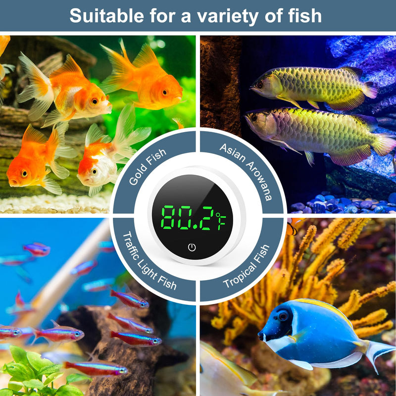 Upgraded Aquarium Thermometer, Wireless Digital Fish Tank Thermometer with Touch Screen, ±0.1°F High Precision, 5S Refresh Speed, Stick-on Thermometer for Aquariums, Glass Containers - PawsPlanet Australia