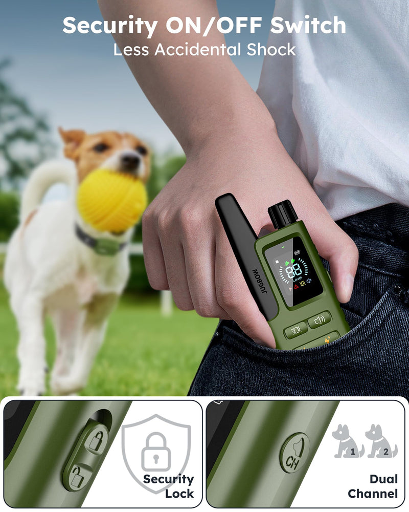 Dog Shock Collar 2 Dogs (10-120Lbs) - 3300FT Dog Training Collar with Remote IPX7 Waterproof Electric Collar with 4 Training Modes, Security Lock, Rechargeable e-Collar for All Breeds, Sizes Green - PawsPlanet Australia