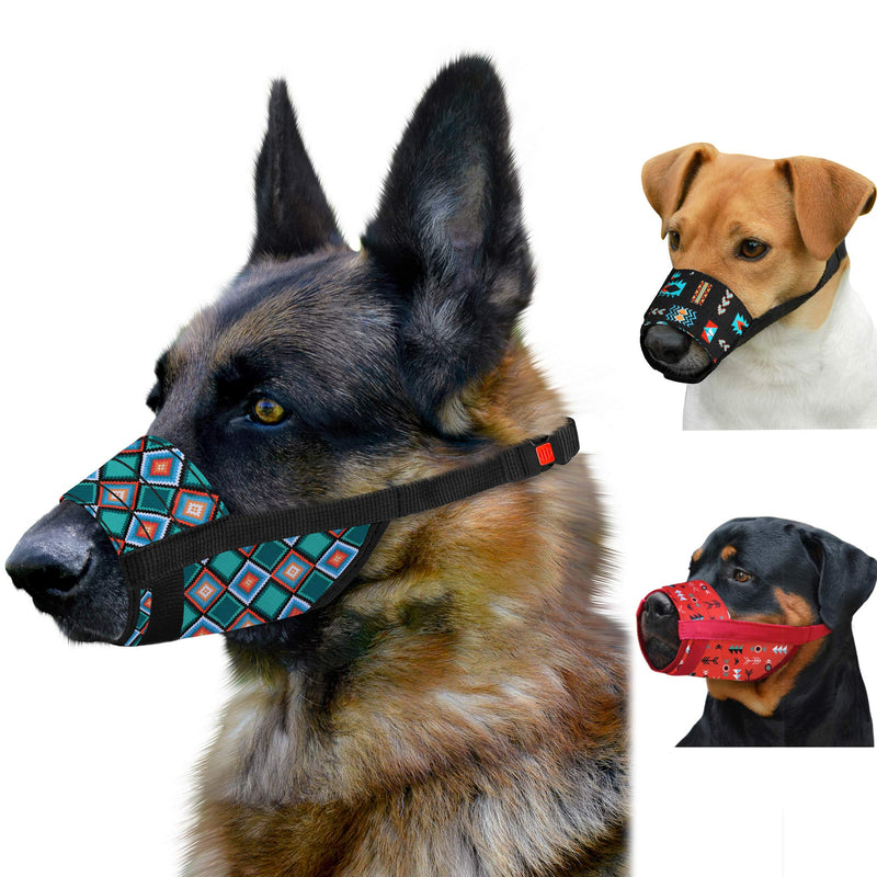 CollarDirect Dog Muzzle - Adjustable Soft Breathable Tribal Nylon Dog Mouth Guard Cover for Small, Medium and Large Dogs, Anti Chewing, Barking & Biting (Pattern 3; M/L) Pattern 3