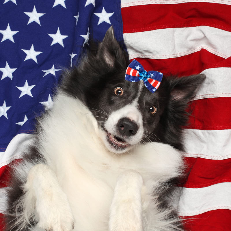 40 Pieces 4th of July Dog Cat Hair Bows Independence Day Puppy Hair Bows Red Blue White American Flag Patriotic Dog Grooming Bows Ties with Star Rubber Bands Elastic Dog Accessories for Pets Colorful - PawsPlanet Australia