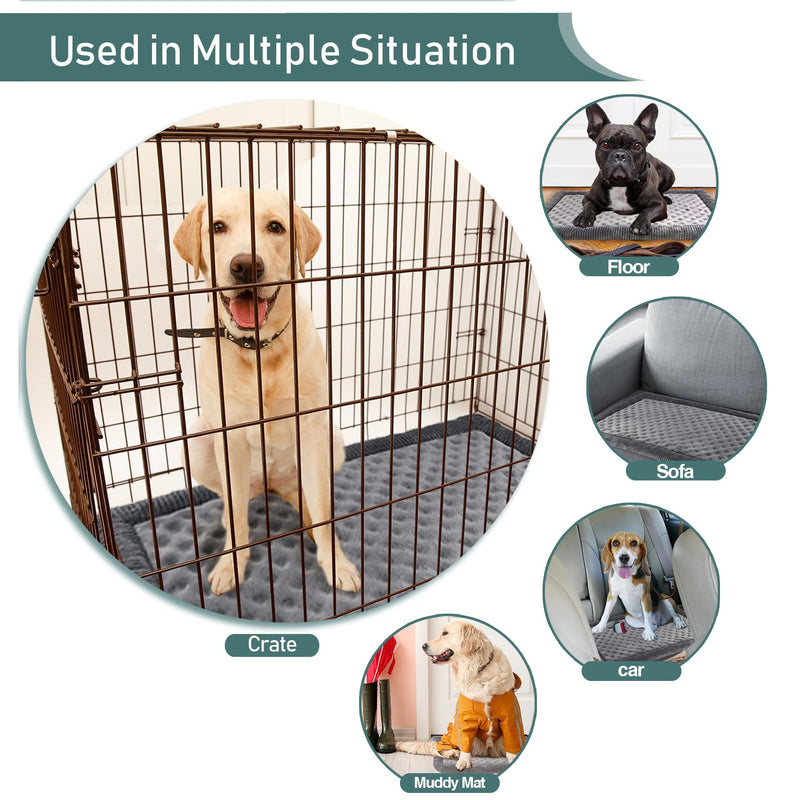 Large Dog Crate Pad 36 inch Gray Memory Foam Dog Kennel Bed Soft Flannel Washable Anti Slip Puppy Sleeping Mat,Grey Large Grey - PawsPlanet Australia