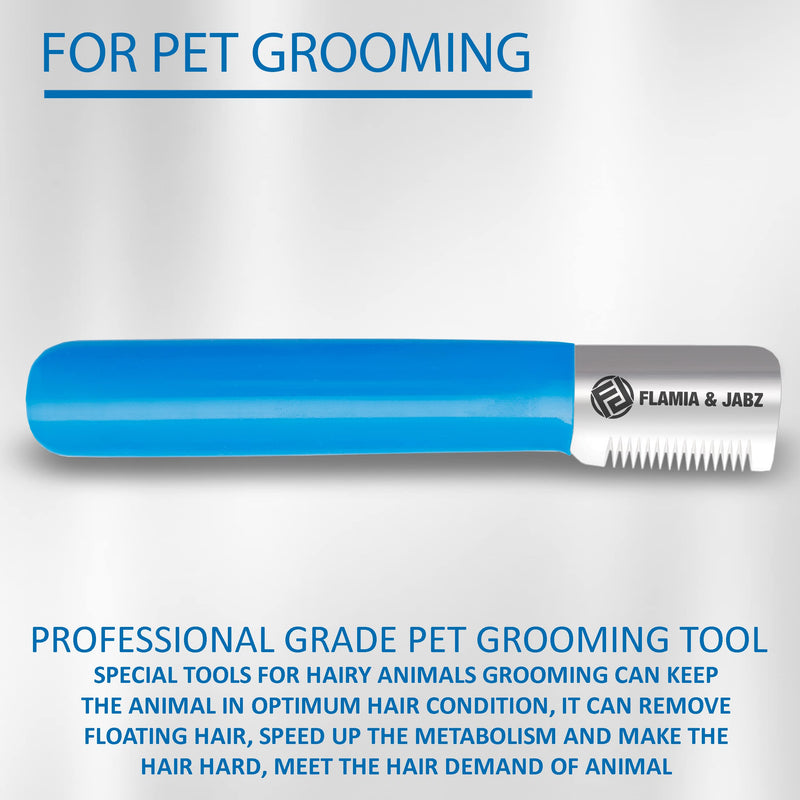 FLAMIA & JABZ Stripping Knife for Dogs, Right Handed, Stainless Steel with Plastic Grip (Medium) Medium - PawsPlanet Australia