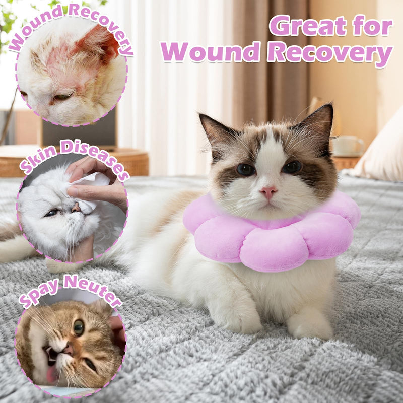 Soft Cat Collar with 1 Flea Comb, Cat Collar Lick Protection Cat, Adjustable Collar for Cats and Small Dogs, Cat Collar Recovery Cat Collar After Surgery (Purple, M)