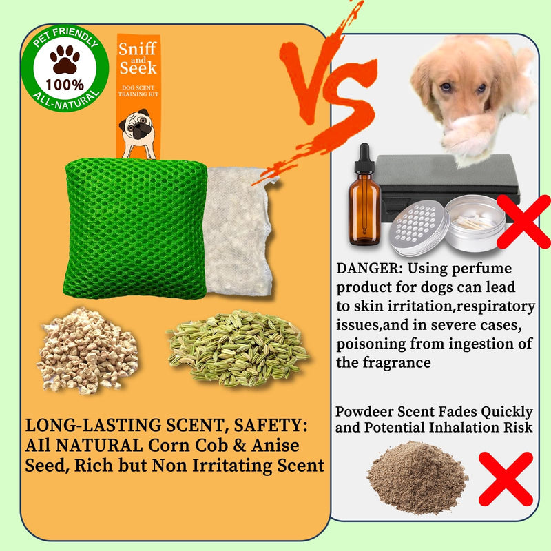 Dog Scent Training kit, Brain Games, Hide and Seek Toys - Fun Nose Work Games, Sniff and Seek Sniffing Toys, Nosework Kit, Scent Work Kit for All Ages Dog (Green) Green - PawsPlanet Australia