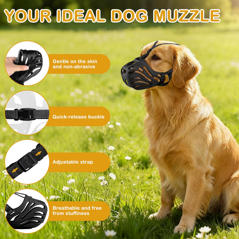 Dog Muzzle, Soft Breathable Dog Muzzles Suitable Dogs, Adjustable Basket Muzzles Prevents Chewing and Biting for Grooming Trimming Training (Black, XL (66lb)) Black XL ( 66lb )