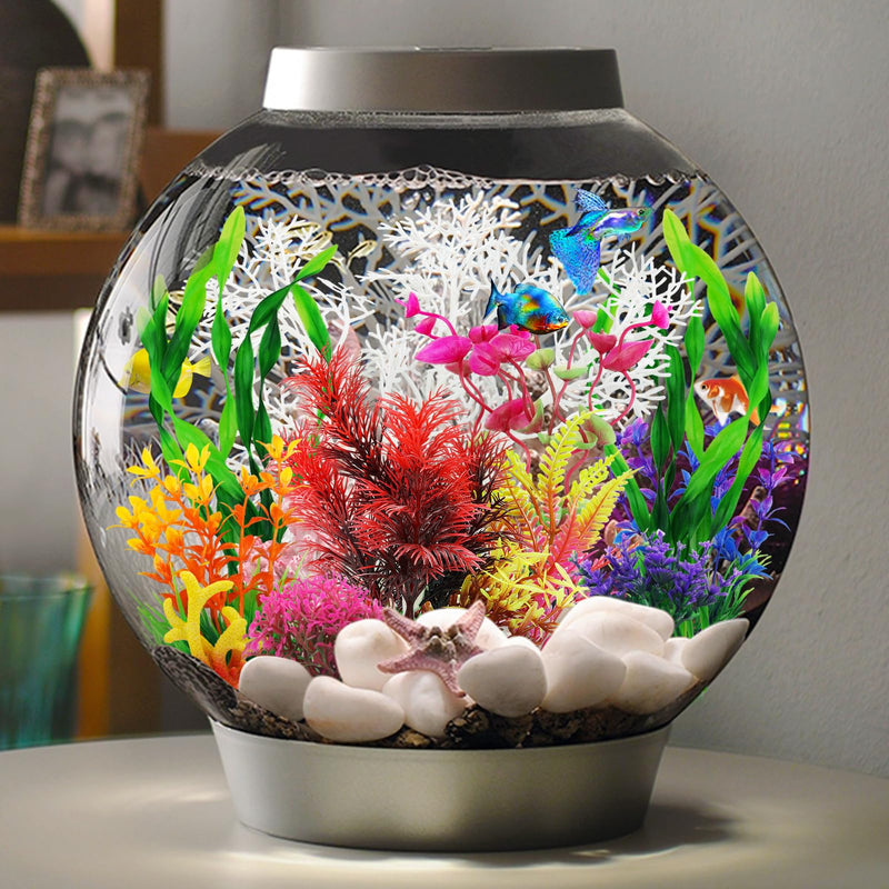 Aquarium Decorations Plants with Resin Coral, 12 pcs Fish Tank Accessories, Fish Tank Decorations Small Plants Plastic, Aquarium Decor Artificial Plant - PawsPlanet Australia