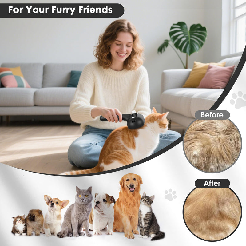 Cat Steam Brush for Grooming and Shedding for Long and Short Hair Pets Deshedding and Hair Removal tool for Dogs & Cats Self Cleaning 4 in 1 Massaging Pet Spray Spritz Defur Comb Black - PawsPlanet Australia