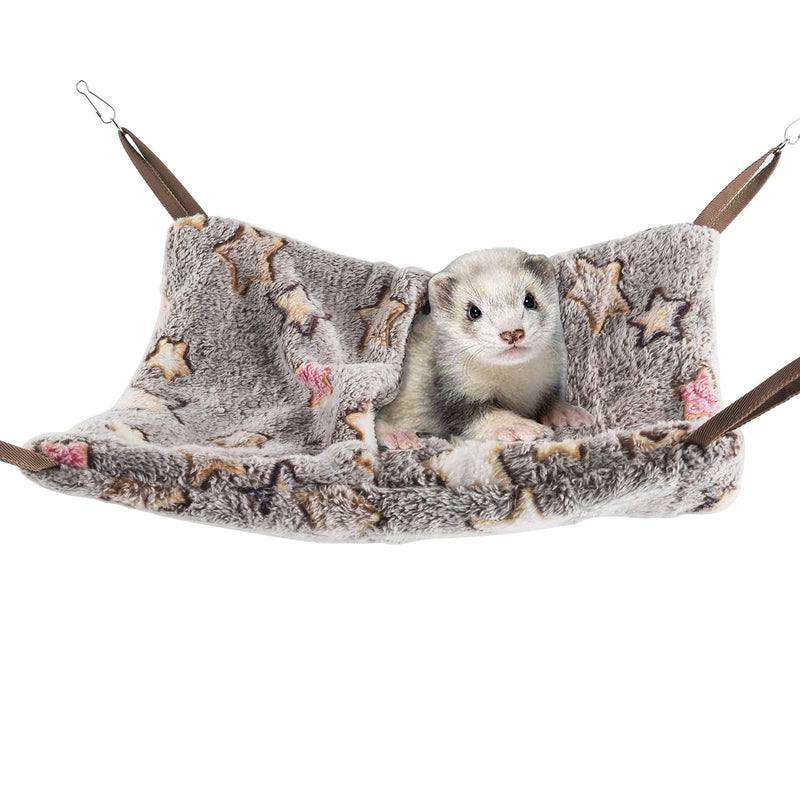 Niteangel Hanging Hammock Nap Sack Swing Bag Pet Sleeper for Ferret Rat Sugar Glider and Other Small Animals (Cream, Star) Cream Stars