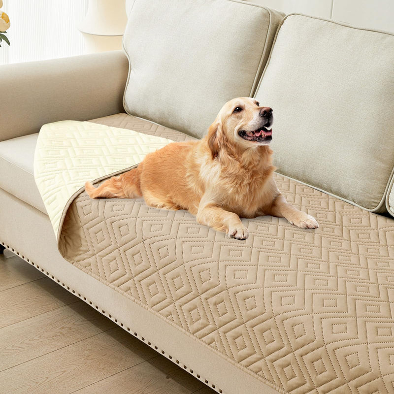 hyha Waterproof Dog Bed Blanket, Soft Pet Blankets 30x70 Inch and 68x82 Inch in Camel/Beige, 2 Item Bundle - PawsPlanet Australia
