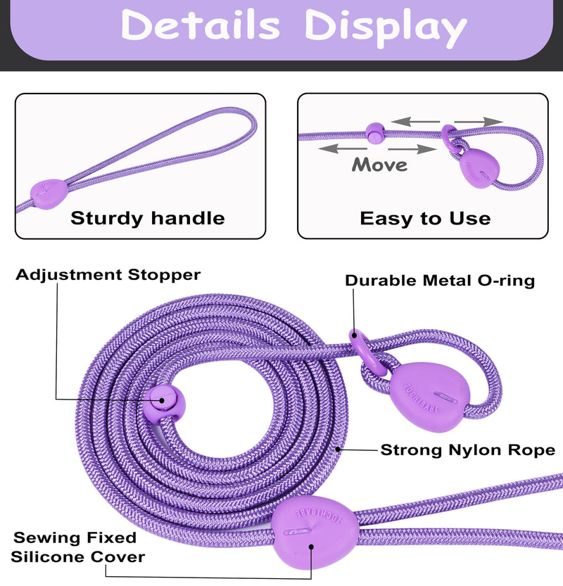 Purple 6FT No Pull Dog Training Leash - Lightweight Slip Lead for Small Medium Dogs Purple - PawsPlanet Australia