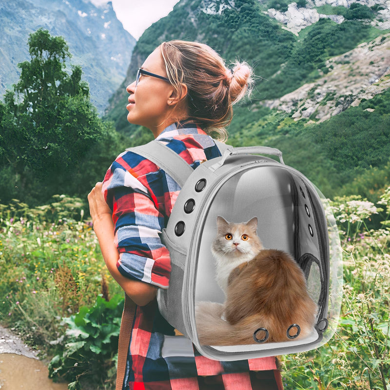 Cat Carrier Backpack, Pet Carrier Backpack Front Pack for Small Medium Cat Puppy Dog Carrier Backpack Bag Space Capsule, Airline-Approved Pet Carrier for Travel Hiking Walking Camping (Grey) Grey - PawsPlanet Australia