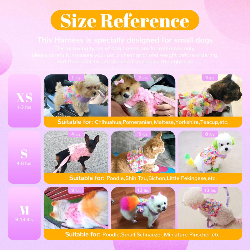 Cute Small Dog Harness and Leash Set Purple Lace Floral Girl Puppy Harness for Small Dogs Cats Soft Mesh Dog Vest Harness Escape Proof Pet Cat Harness Outfits XS (Fit 1-3 lbs; Chest 9.5-11") - PawsPlanet Australia