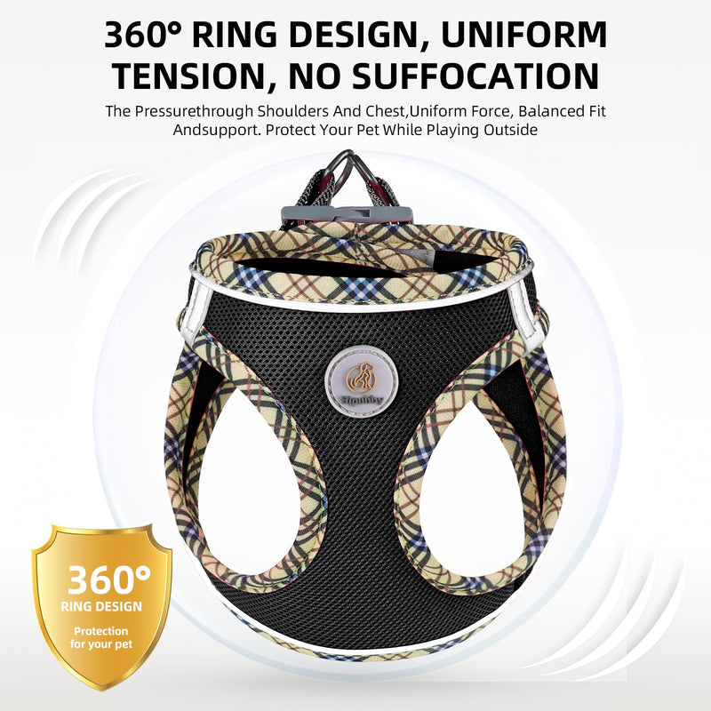 Adjustable Dog Harness Collar and Leash Set Step in No Pull Pet Harness for Small Medium Dogs Puppy and Cats Outdoor Walking Running, Soft Mesh Padded Reflective Vest Harnesses（Black,XXS） (XXS,8.5‘’-9.5‘’Neck Girth,10"-11.5"Chest Girth) Black - PawsPlanet Australia