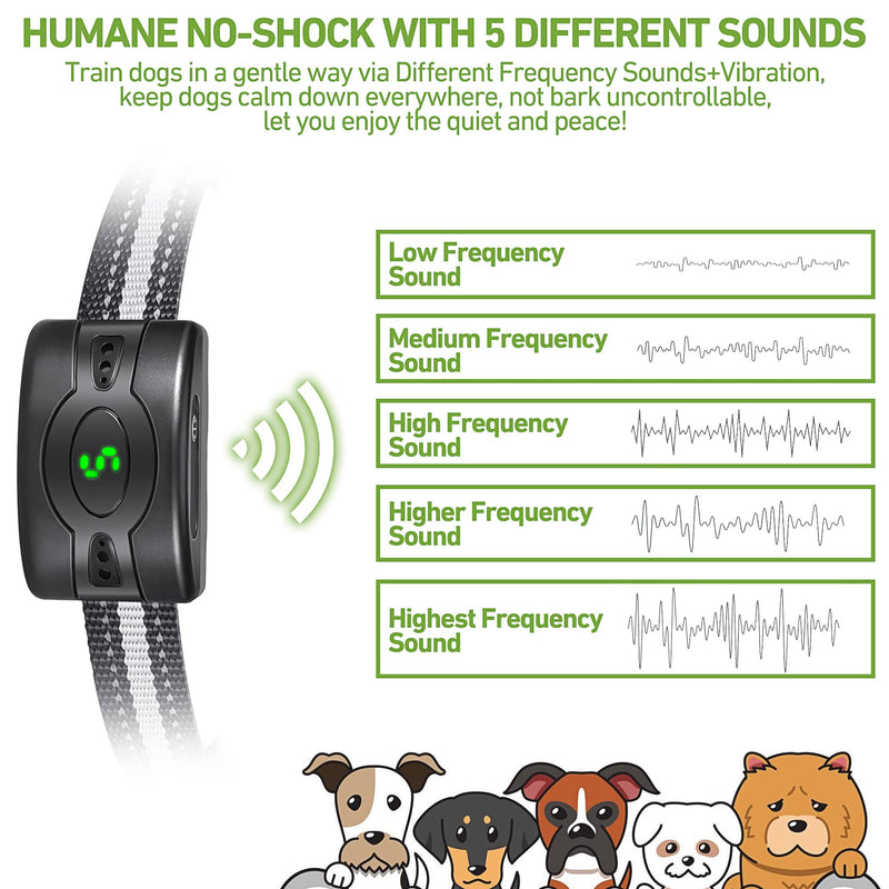 2 Pack Rechargeable Dog Bark Collar, Anti Barking Collar with 5 Sensitivity, No Shock Bark Collar with Vibration&5 Variable Beep, IP67 Waterproof Smart Bark Training Collar for Large Medium Small Dogs - PawsPlanet Australia