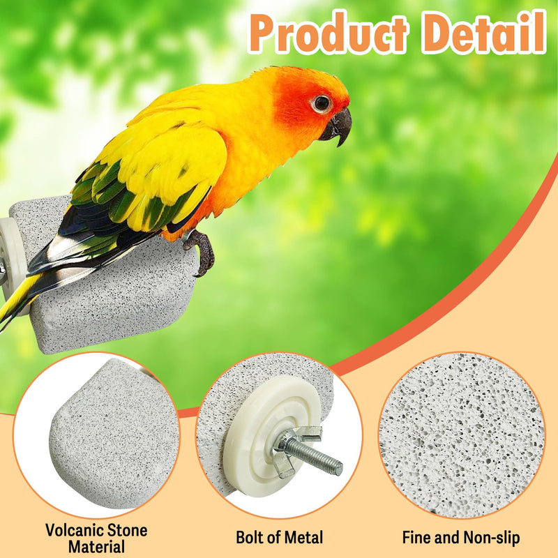 PINVNBY 4 PCS Bird Perch Stands Parrot Calcium Perch Beak Grinding Stone Foot Claws Trimmer Parakeet Platform Parrot Chewing Toys for Small Medium Cockatiel Conure Lovebird Finch M, 4 pcs - PawsPlanet Australia