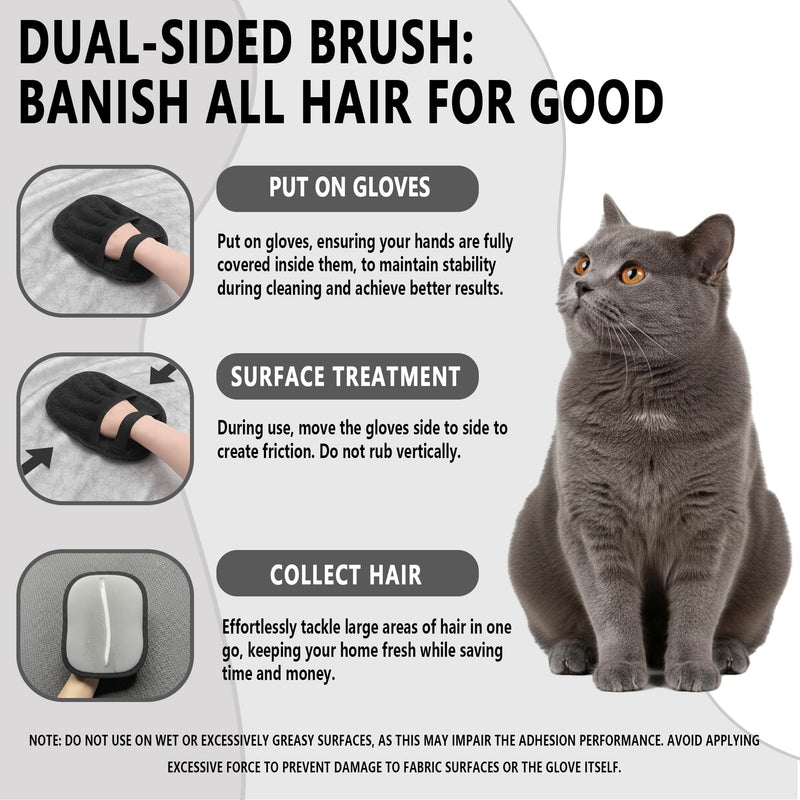 Pet Hair Removal Glove for Dogs & Cats, Five-Finger Electrostatic Glove for Clothes, Couch,Carpets, Car Seat, Individually Wrapped 1 Pack Black, L Five Finger (Large) - PawsPlanet Australia