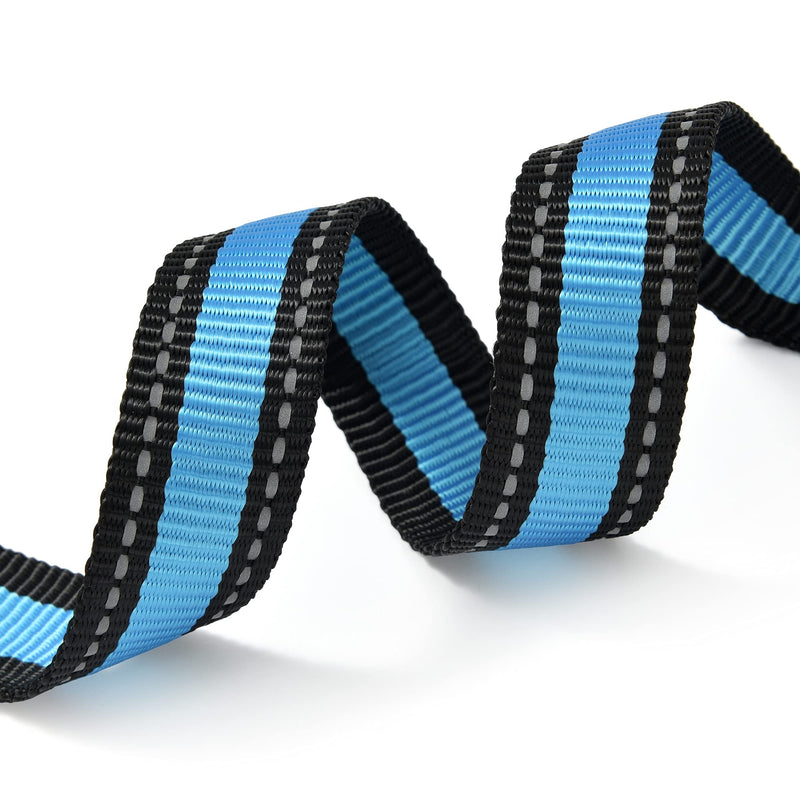 Mile High Life Dog Collar | Nylon Reflective Dog Collars | Light Weight Puppy Collars | Blue Dog Collars for Large Dogs (Blue, Large) Large (Pack of 1) 2 Reflective Line-Blue - PawsPlanet Australia