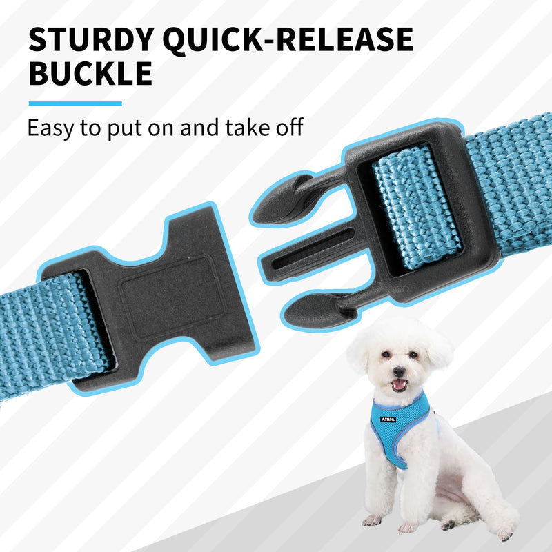 AIITLE Small Dog Harness, Triple-Layer Breathable Mesh, Adjustable Fit & Reflective Design, Choke-Free Over-The-Head Vest for Indoor/Outdoor Use, Perfect for Maltese, Chihuahua (S, Blue) S - PawsPlanet Australia