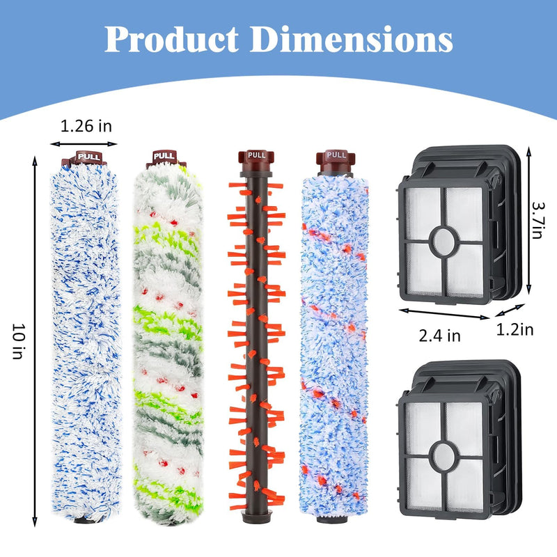 PINVNBY Crosswave Brush Replacement Parts and Filter for Bissell Crosswave 2328 1785 2306 1866 Vacuum 4 Brush Rolls and 2 Vacuum Filter 7 PCS