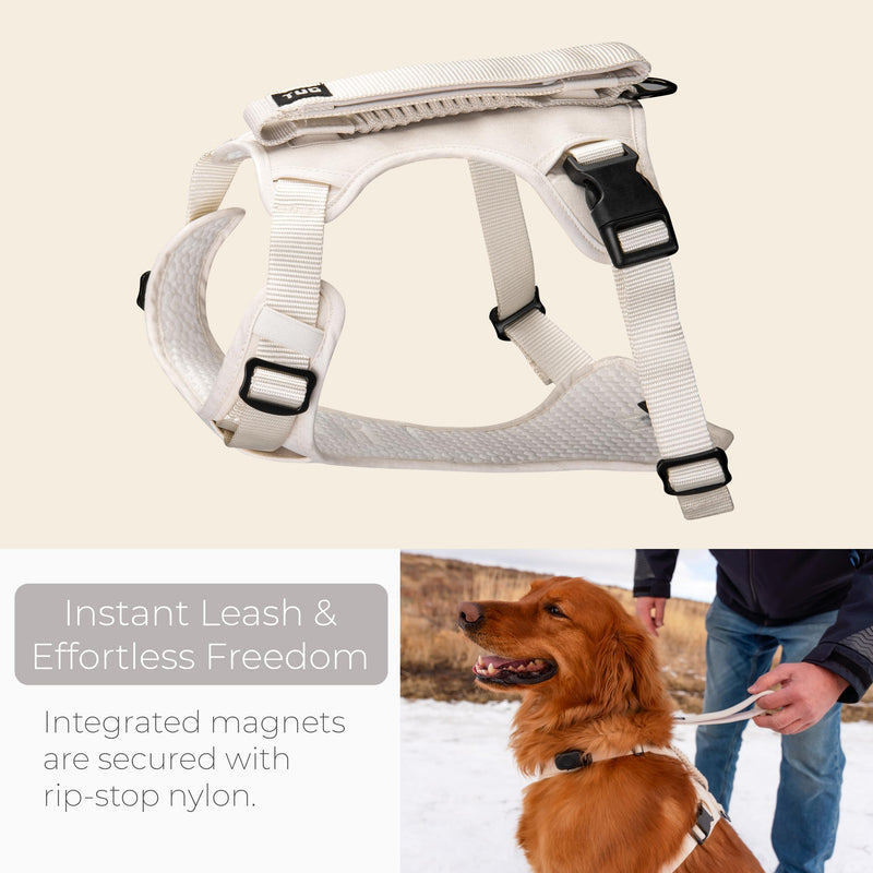 TUG Grab Dog Harness | Integrated Traffic Leash Magnetically Attached for Quick Control (Large/Cream) Large Cream - PawsPlanet Australia