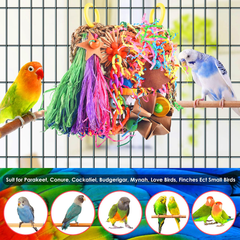 KATUMO Conure Toys, Bird Grass Mat Parakeet Shredder Hanging Toy Cockatiel Foraging Entertainments Parrot Climbing Wall Chewy Lovebird Cage Playthings for Small to Medium Birds natural - PawsPlanet Australia