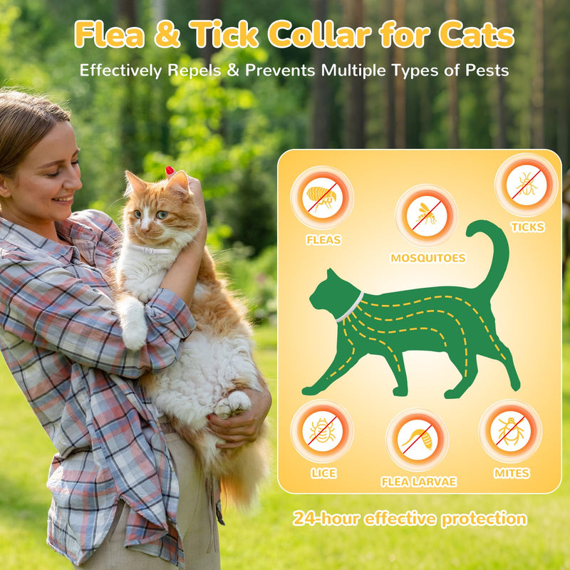 4 Pack Natural Flea Collar for Cats,Cat Flea and Tick Treatment,32 Months Protection Flea and Tick Prevention for Cats,Waterproof Cat Flea Collar,Adjustable Cat Flea and Tick for Kittens & Adult Cat
