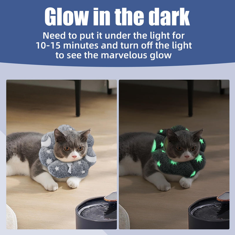 MABOZOO Adjustable Cat Cone Collar Glow in The Dark, Pet Recovery Collar Elizabethan Collar for Kittens Cats After Surgery, Pet E Collar Neck Cone After Surgery for Small Animal Stop Licking(S) S - PawsPlanet Australia