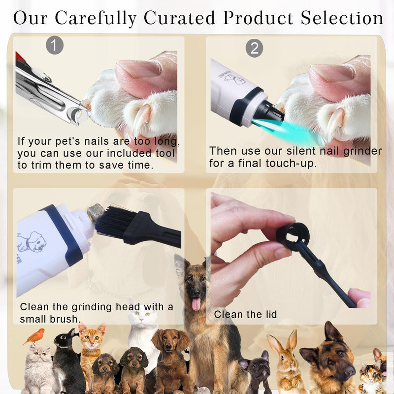 OUTMX 2026 Upgrade Dog Nail Clippers, Groom Silent Pro Nail Grinder Set, Dog and Cat Nail Clipper, Dog Nail Trimmers for Small and Medium-Sized Pets of Different Sizes M2 - PawsPlanet Australia