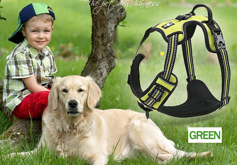 SGODA No Pull Dog Harness with Handle Reflective, Small, Green Small Chest 17-22" - PawsPlanet Australia