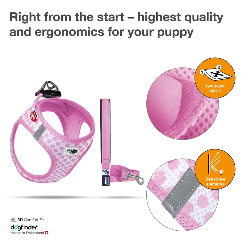 Vest Air-Mesh Pink-Circles M & Leash L rosa-circles - PawsPlanet Australia